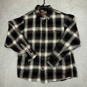 ORVIS Classic Collection Mens Brown Plaid Button Up Flannel‎ Shirt - Large